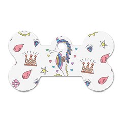 Seamless Pattern Cute Unicorn Cartoon Hand Drawn Dog Tag Bone (one Side) by Wegoenart