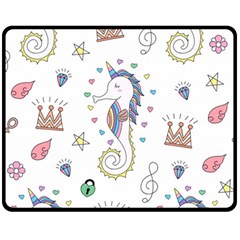 Seamless Pattern Cute Unicorn Cartoon Hand Drawn Fleece Blanket (medium)  by Wegoenart