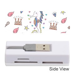 Seamless Pattern Cute Unicorn Cartoon Hand Drawn Memory Card Reader (stick) by Wegoenart