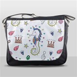 Seamless Pattern Cute Unicorn Cartoon Hand Drawn Messenger Bag Front