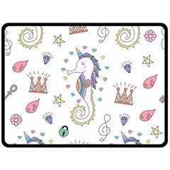 Seamless Pattern Cute Unicorn Cartoon Hand Drawn Double Sided Fleece Blanket (large)  by Wegoenart