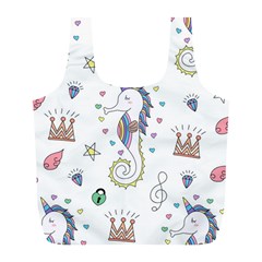 Seamless Pattern Cute Unicorn Cartoon Hand Drawn Full Print Recycle Bag (l) by Wegoenart