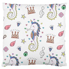 Seamless Pattern Cute Unicorn Cartoon Hand Drawn Large Flano Cushion Case (one Side) by Wegoenart