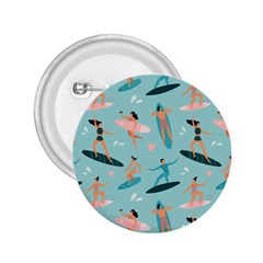 Beach Surfing Surfers With Surfboards Surfer Rides Wave Summer Outdoors Surfboards Seamless Pattern 2 25  Buttons by Wegoenart