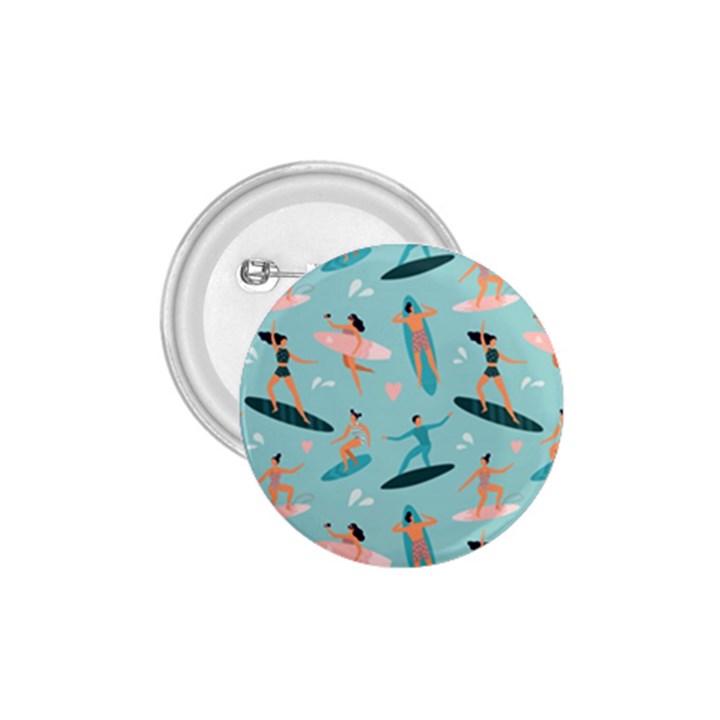 Beach Surfing Surfers With Surfboards Surfer Rides Wave Summer Outdoors Surfboards Seamless Pattern 1.75  Buttons