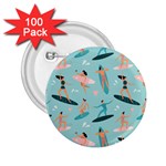 Beach Surfing Surfers With Surfboards Surfer Rides Wave Summer Outdoors Surfboards Seamless Pattern 2.25  Buttons (100 pack)  Front