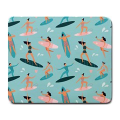 Beach Surfing Surfers With Surfboards Surfer Rides Wave Summer Outdoors Surfboards Seamless Pattern Large Mousepads