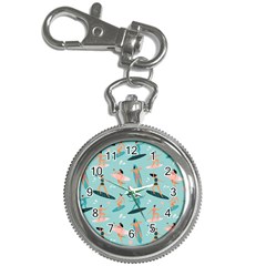 Beach Surfing Surfers With Surfboards Surfer Rides Wave Summer Outdoors Surfboards Seamless Pattern Key Chain Watches by Wegoenart