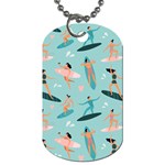 Beach Surfing Surfers With Surfboards Surfer Rides Wave Summer Outdoors Surfboards Seamless Pattern Dog Tag (One Side) Front