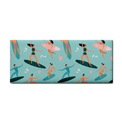 Beach Surfing Surfers With Surfboards Surfer Rides Wave Summer Outdoors Surfboards Seamless Pattern Hand Towel