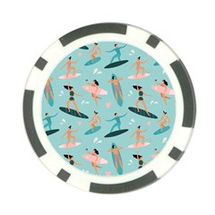 Beach Surfing Surfers With Surfboards Surfer Rides Wave Summer Outdoors Surfboards Seamless Pattern Poker Chip Card Guard (10 Pack) by Wegoenart