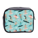 Beach Surfing Surfers With Surfboards Surfer Rides Wave Summer Outdoors Surfboards Seamless Pattern Mini Toiletries Bag (Two Sides) Back