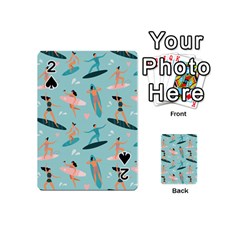 Beach Surfing Surfers With Surfboards Surfer Rides Wave Summer Outdoors Surfboards Seamless Pattern Playing Cards 54 Designs (mini) by Wegoenart