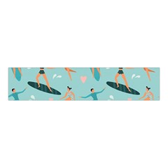 Beach Surfing Surfers With Surfboards Surfer Rides Wave Summer Outdoors Surfboards Seamless Pattern Velvet Scrunchie by Wegoenart