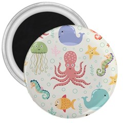 Underwater Seamless Pattern Light Background Funny 3  Magnets by Wegoenart