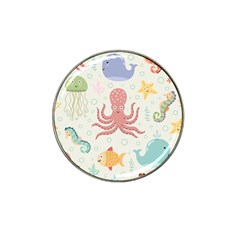 Underwater Seamless Pattern Light Background Funny Hat Clip Ball Marker by Wegoenart