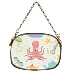 Underwater Seamless Pattern Light Background Funny Chain Purse (one Side)