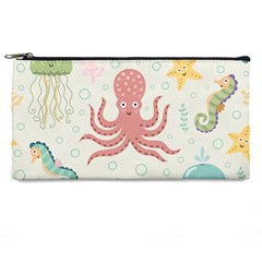 Underwater Seamless Pattern Light Background Funny Pencil Cases by Wegoenart