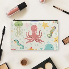 Underwater Seamless Pattern Light Background Funny Cosmetic Bag (medium) by Wegoenart