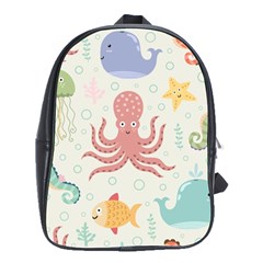 Underwater Seamless Pattern Light Background Funny School Bag (large) by Wegoenart