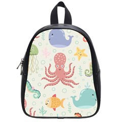 Underwater Seamless Pattern Light Background Funny School Bag (small) by Wegoenart