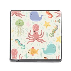 Underwater Seamless Pattern Light Background Funny Memory Card Reader (square 5 Slot) by Wegoenart