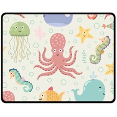 Underwater Seamless Pattern Light Background Funny Fleece Blanket (medium)  by Wegoenart