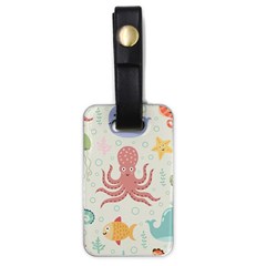 Underwater Seamless Pattern Light Background Funny Luggage Tag (one Side) by Wegoenart