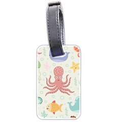 Underwater Seamless Pattern Light Background Funny Luggage Tag (two Sides) by Wegoenart