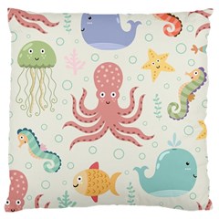 Underwater Seamless Pattern Light Background Funny Large Cushion Case (one Side) by Wegoenart