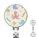 Underwater Seamless Pattern Light Background Funny Stainless Steel Nurses Watch Front