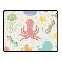 Underwater Seamless Pattern Light Background Funny Double Sided Fleece Blanket (small)  by Wegoenart