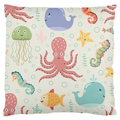 Underwater Seamless Pattern Light Background Funny Standard Flano Cushion Case (one Side) by Wegoenart