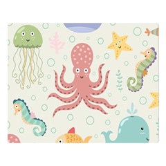 Underwater Seamless Pattern Light Background Funny Double Sided Flano Blanket (large)  by Wegoenart