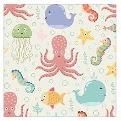 Underwater Seamless Pattern Light Background Funny Large Satin Scarf (square) by Wegoenart