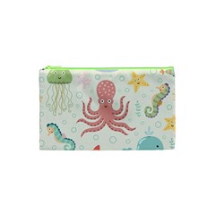 Underwater Seamless Pattern Light Background Funny Cosmetic Bag (xs)