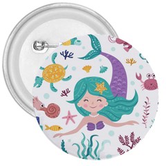 Set Cute Mermaid Seaweeds Marine Inhabitants 3  Buttons by Wegoenart