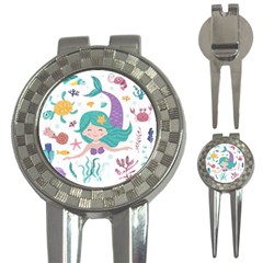 Set Cute Mermaid Seaweeds Marine Inhabitants 3-in-1 Golf Divots by Wegoenart