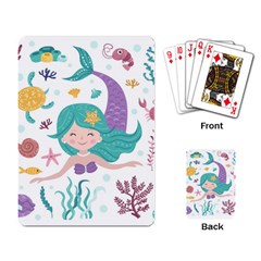 Set Cute Mermaid Seaweeds Marine Inhabitants Playing Cards Single Design (rectangle) by Wegoenart