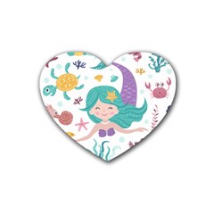 Set Cute Mermaid Seaweeds Marine Inhabitants Heart Coaster (4 Pack) 