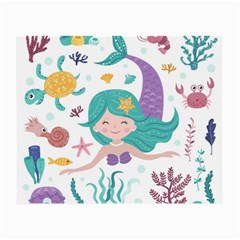 Set Cute Mermaid Seaweeds Marine Inhabitants Small Glasses Cloth (2 Sides) by Wegoenart