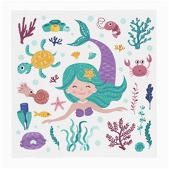 Set Cute Mermaid Seaweeds Marine Inhabitants Medium Glasses Cloth (2 Sides) by Wegoenart