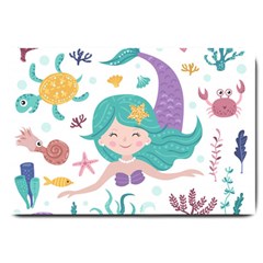 Set Cute Mermaid Seaweeds Marine Inhabitants Large Doormat  by Wegoenart