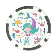 Set Cute Mermaid Seaweeds Marine Inhabitants Poker Chip Card Guard by Wegoenart