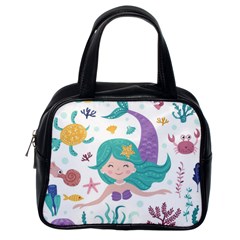 Set Cute Mermaid Seaweeds Marine Inhabitants Classic Handbag (one Side) by Wegoenart