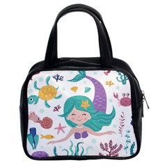 Set Cute Mermaid Seaweeds Marine Inhabitants Classic Handbag (two Sides) by Wegoenart