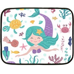 Set Cute Mermaid Seaweeds Marine Inhabitants Fleece Blanket (mini) by Wegoenart