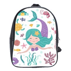 Set Cute Mermaid Seaweeds Marine Inhabitants School Bag (large) by Wegoenart