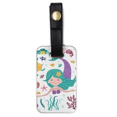 Set Cute Mermaid Seaweeds Marine Inhabitants Luggage Tag (one Side) by Wegoenart