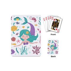 Set Cute Mermaid Seaweeds Marine Inhabitants Playing Cards Single Design (mini) by Wegoenart